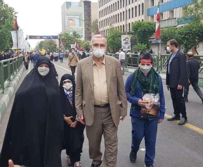 حضور خانوادگی وزیر بهداشت در راهپیمایی قدس