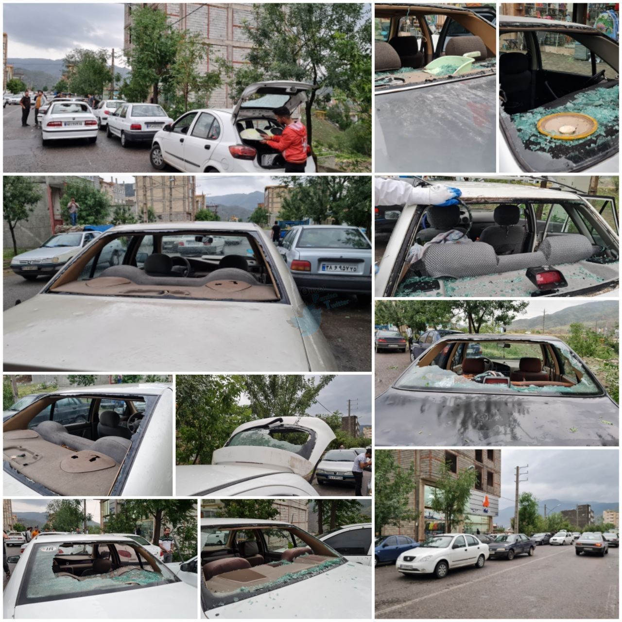 خسارت سنگین تگرگ به خودروها در آذربایجان 