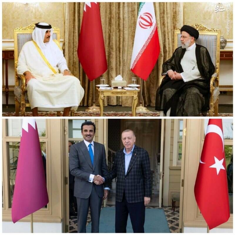 تفاوت پوشش امیر قطر در دیدار با رئیسی و اردوغان