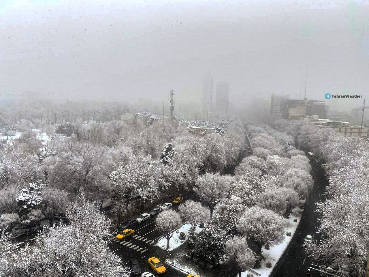 تصویری کارت پستالی از برف امروزِ تهران