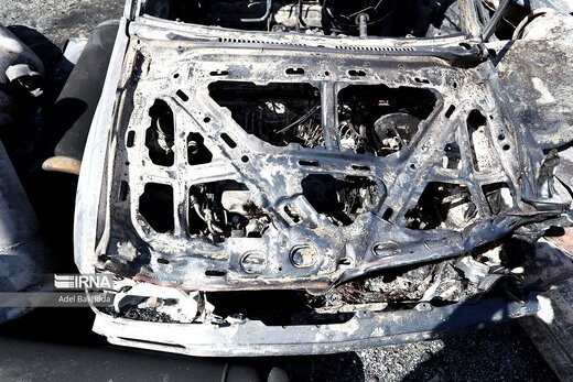 نابودی خودروها در انفجار یکی از مراکز معاینه فنی