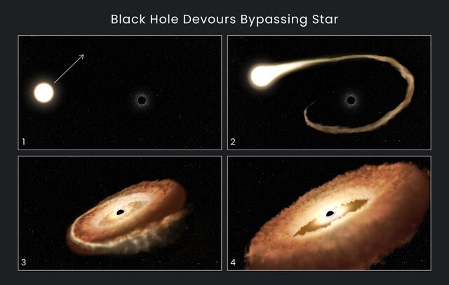 سیاهچاله‌ گرسنه‌ یک ستاره را به دونات تبدیل کرد
