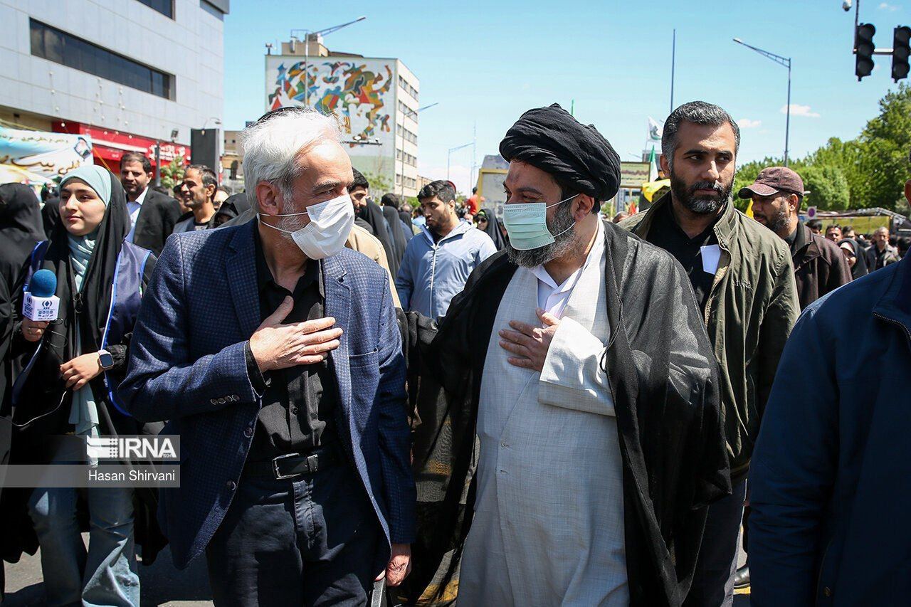 عکسی از میثم خامنه‌ای در مراسم روز قدس