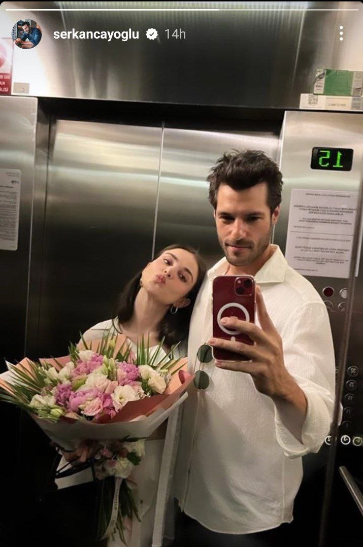 قابی از خوشبخت‌ترین زوج مشهور ترکیه در آسانسور