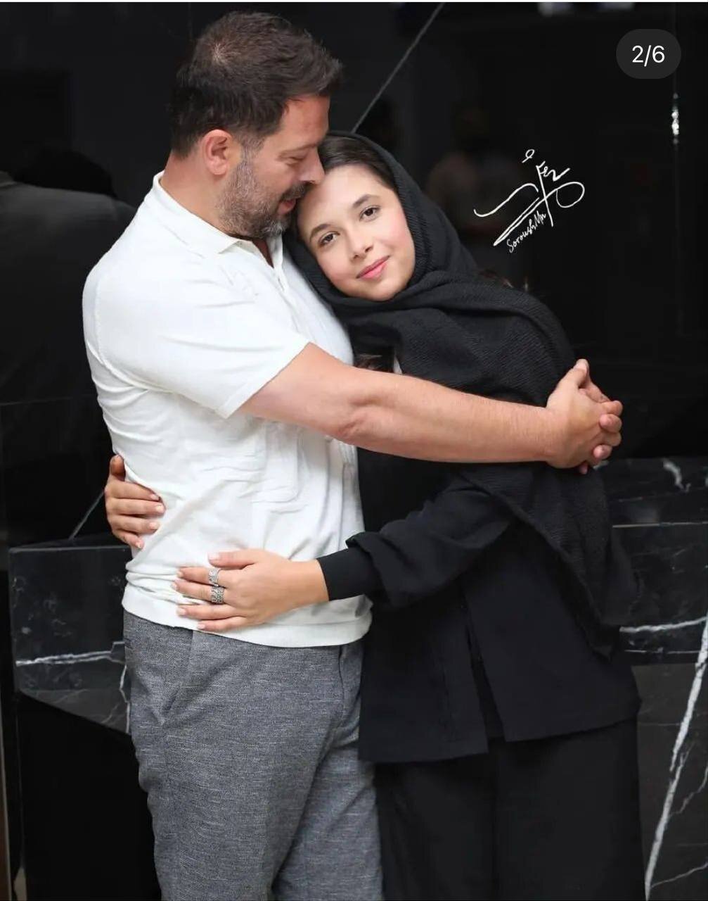 نگاه عاشقانه دختر پژمان بازغی در آغوش پدرش