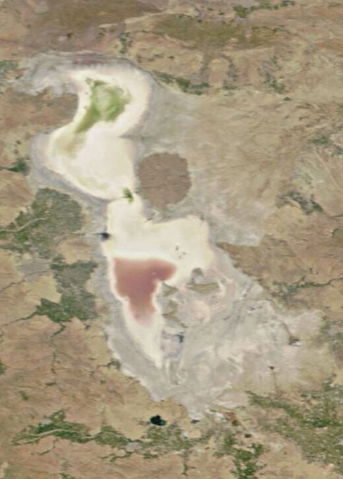 تصویر ناسا از آخرین وضعیت دریاچه‌ ارومیه 