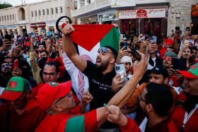 شور و حال هواداران مراکش و فرانسه قبل از بازی