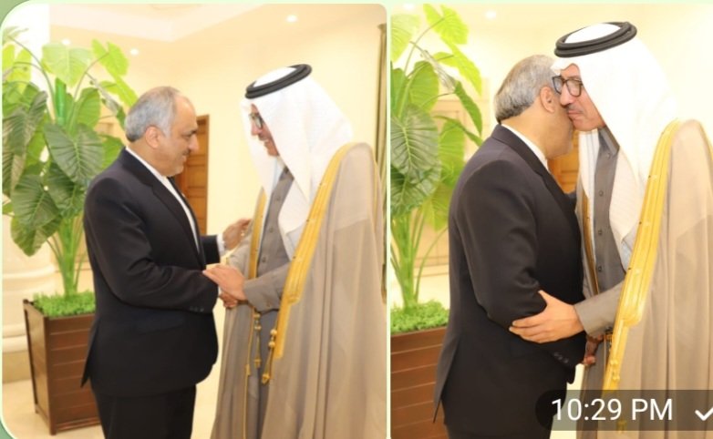 ماچ و بوسه سفیر عربستان با مقام ایرانی در سفارت