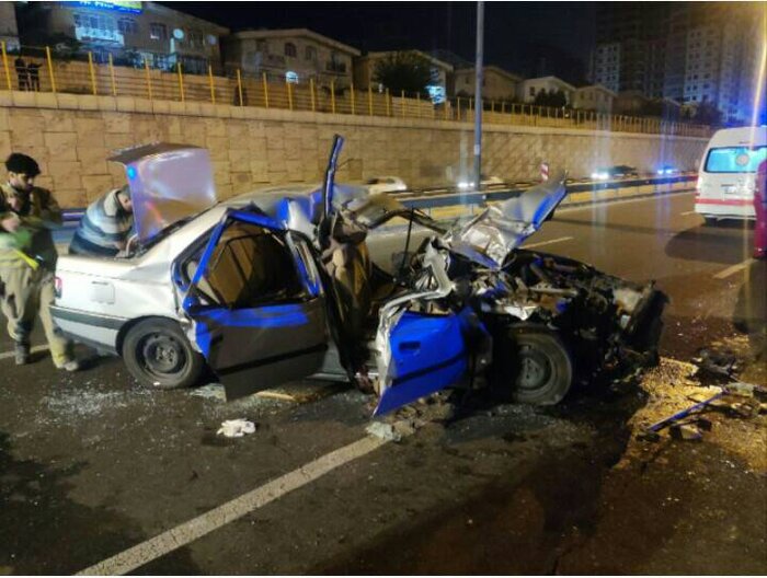 تصادف مرگبار خودروی سواری با خاور در تهران