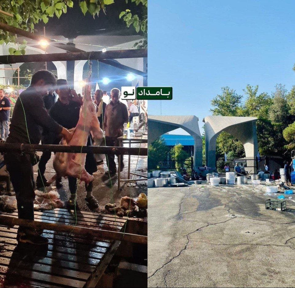 بشور و بساب دیگ‌ها و قصابی جلوی دانشگاه تهران!