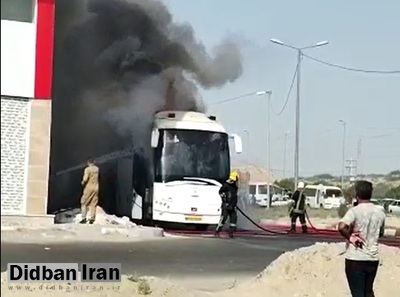 آتش سوزی اتوبوس در مسیر همدان-کرمانشاه