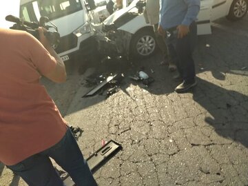 اولین عکس از خودروی آقای استاندار بعد از تصادف