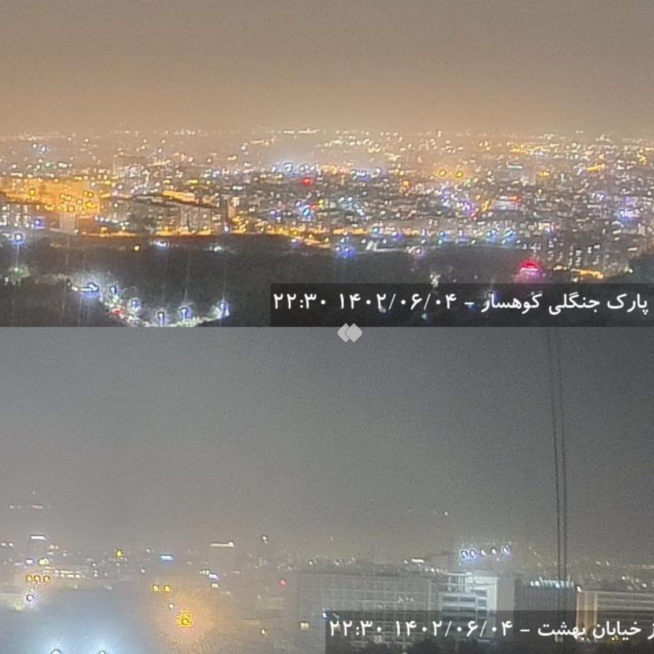 نمایی از وضعیت وحشتناک هوای آلوده تهران 