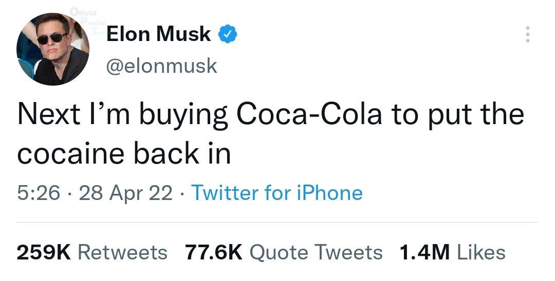 توئیت عجیب ایلان ماسک درباره خرید کوکاکولا
