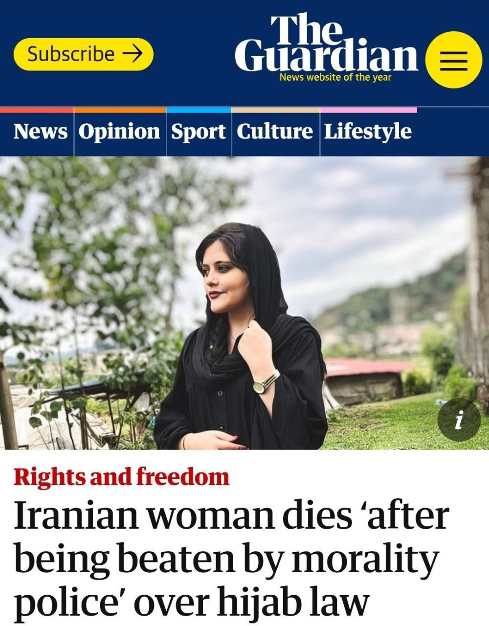 مرگ مهسا امینی، تیتر اول رسانه‌های جهان شد
