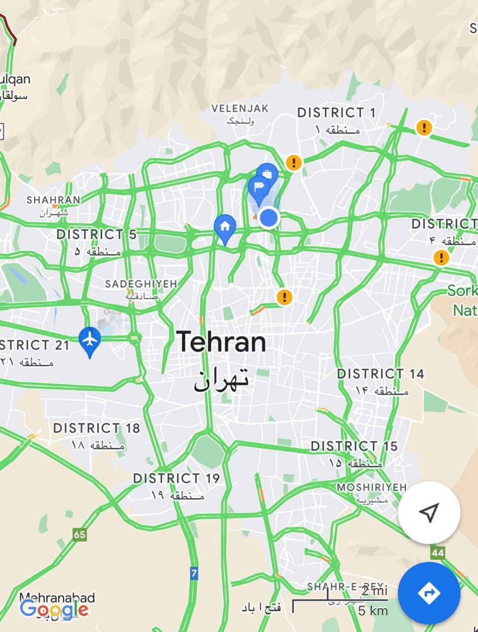 تصویر باورنکردنی از خیابان‌ها و معابر تهران