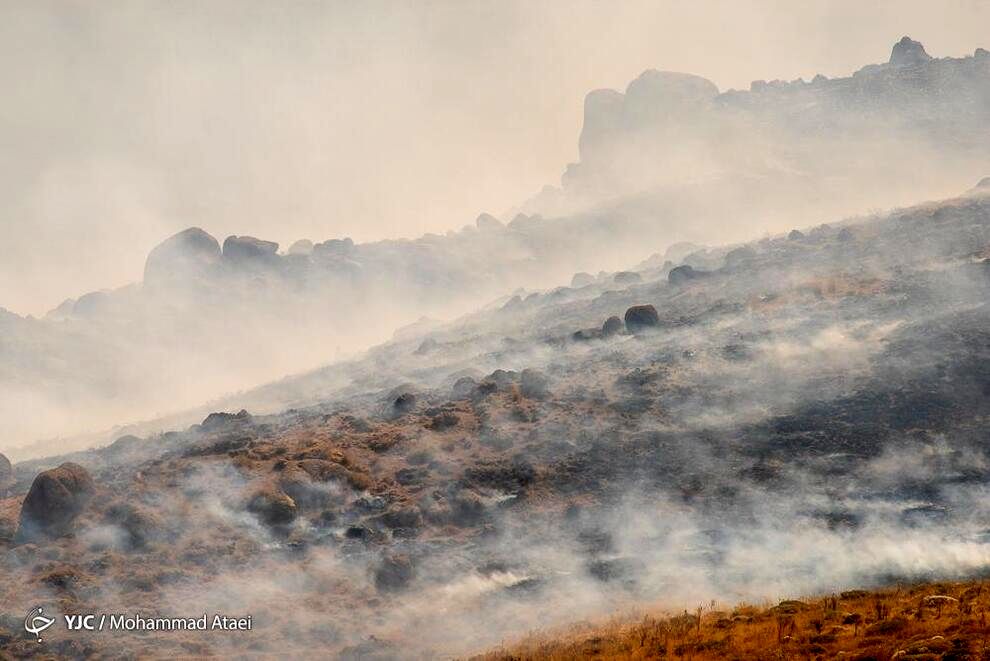 تصاویری از آتش‌سوزی منطقه حفاظت شده اردبیل